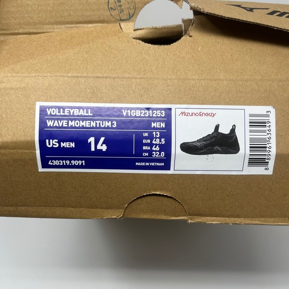 Mizuno Wave Momentum 3 Mens Volleyball Shoes Black V1GB231253 Size 14 - Picture 7 of 7